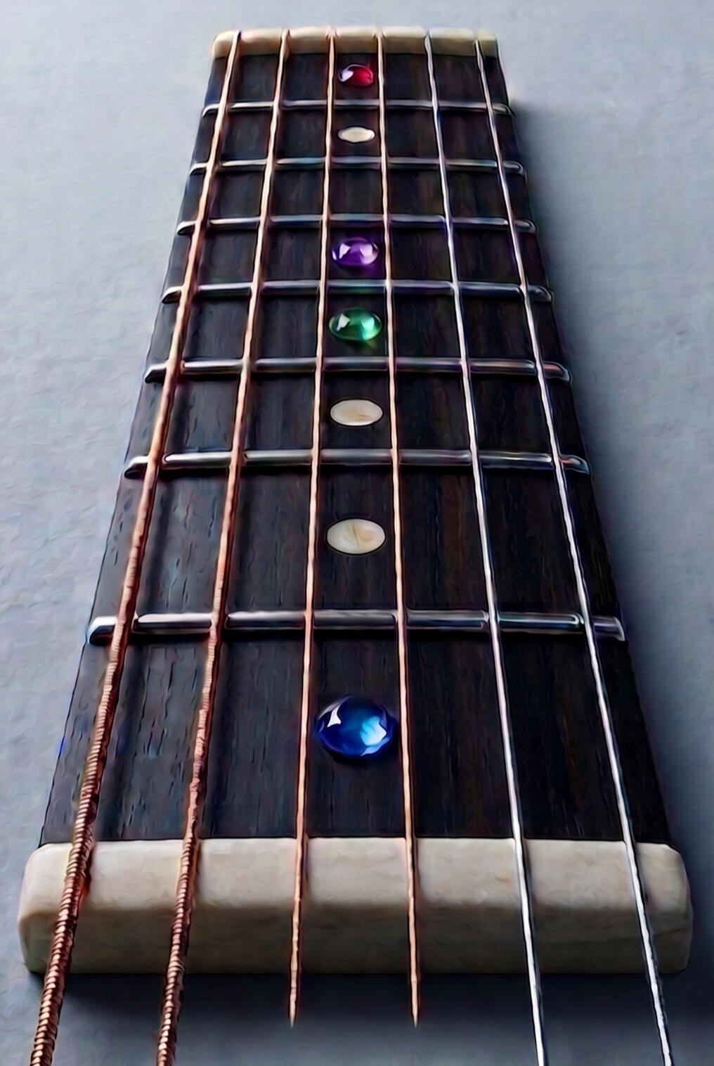 Stylized guitar fretboard